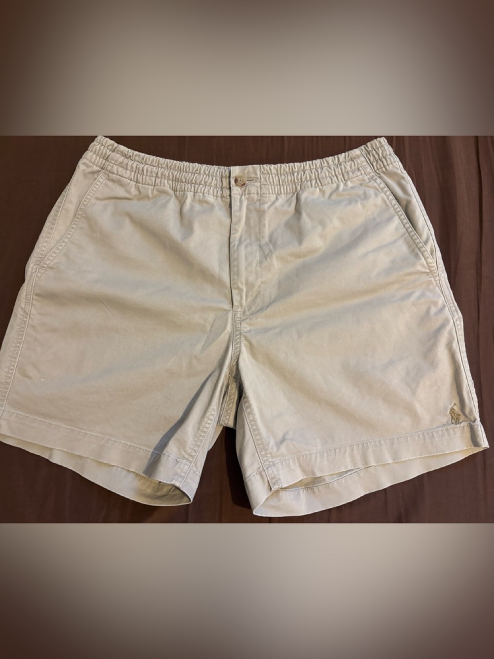 *POLo* Men's Casual Elastic-Waist Beige Shorts